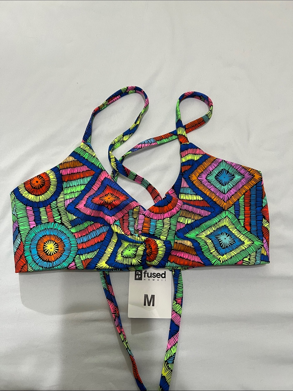 Fused Hawaii Multicolor Geometric Bikini Top - Bright Print (M)